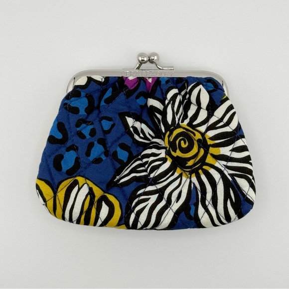 Vera Bradley Blue Floral kiss coin purse painted paisley exact - Picture 12 of 13
